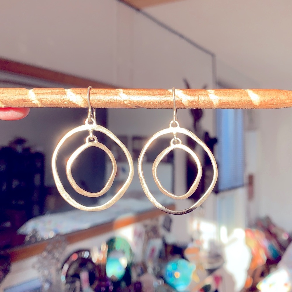 Gorgeous Shimmering Sterling Artisan Earrings Circa 1970’s